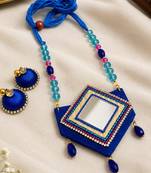 Blue crystal bead fabric neckset