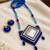 Blue crystal bead fabric neckset