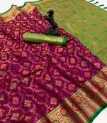 magenta floral woven design patola saree with blouse