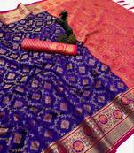 purple floral woven design patola saree with blouse