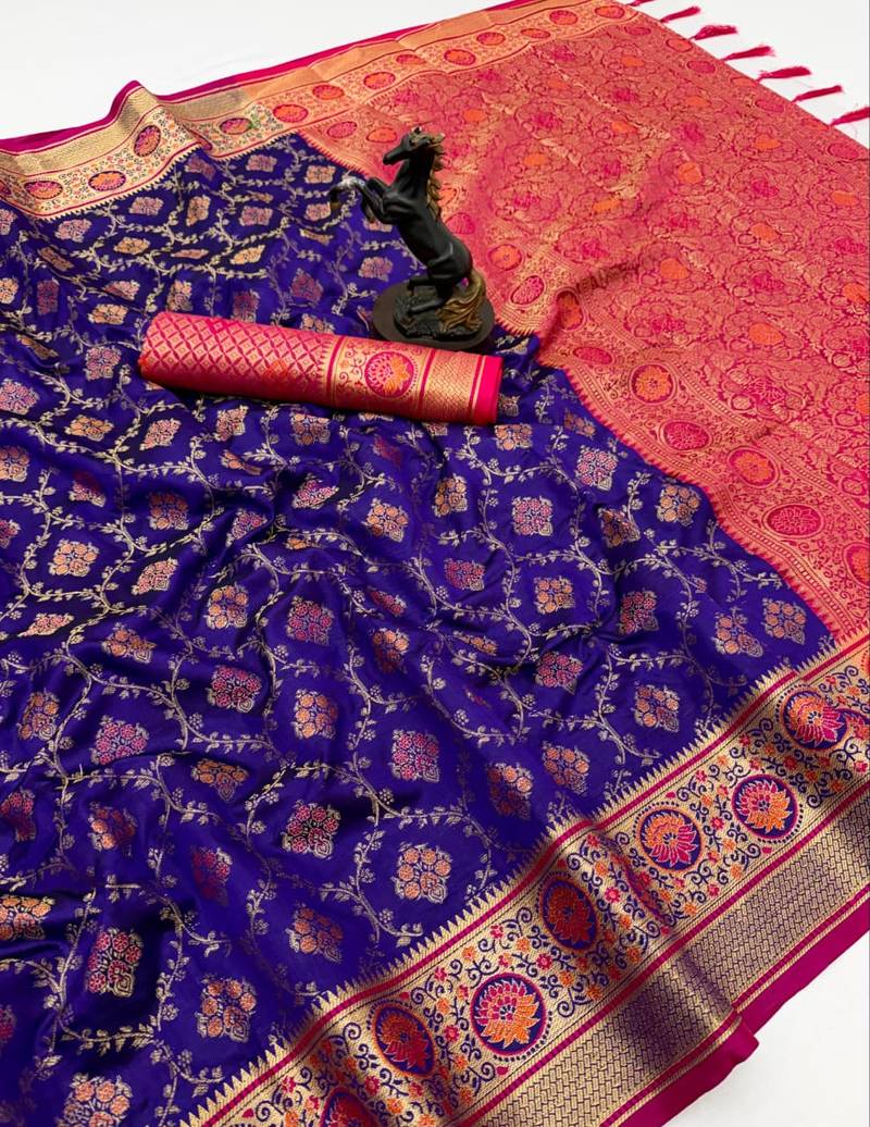 purple floral woven design patola saree with blouse