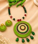 Green crystal fabric neckset