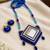 Blue crystal bead fabric neckset
