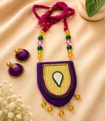 Purple crystal bead fabric neckset