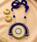 Blue crystal bead fabric neckset