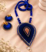 Blue crystal bead fabric neckset