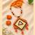 Orange crystal bead fabric neckset