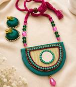 Green crystal bead fabric neckset