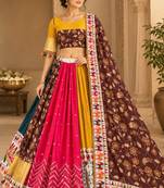 Yellow Mirror Navratri Lehenga Choli With Dupatta