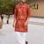 ORANGE CREPE SILK PARTY WEAR KURTA AND PAYJAMA