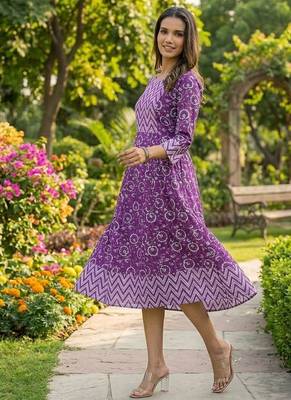 Women's Purple Floral Printed Pure Cotton Kurti | Comfortable Casual Wear 4