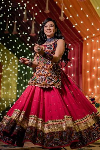 Pink Thread Navratri Lehenga Choli
