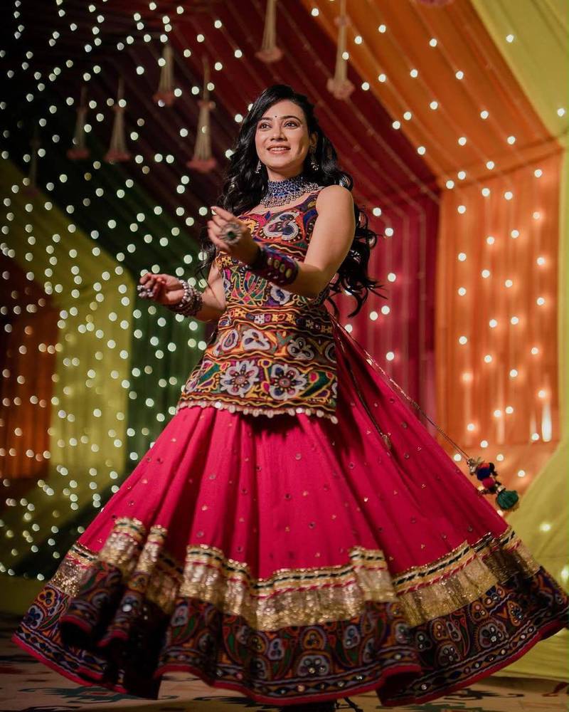 Pink Thread Navratri Lehenga Choli