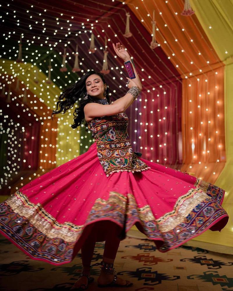 Pink Thread Navratri Lehenga Choli