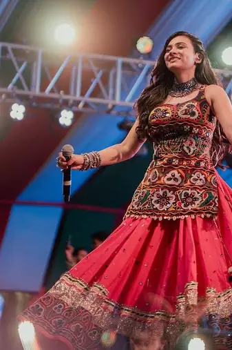 Pink Thread Navratri Lehenga Choli