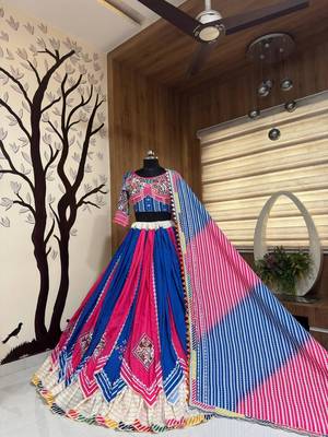 Blue Pink Navratri Lehenga Choli With Dupatta 3