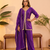 Purple vichitra silk embroidered kurta palazzo set with dupatta for women