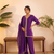 Purple vichitra silk embroidered kurta palazzo set with dupatta for women