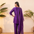 Purple vichitra silk embroidered kurta palazzo set with dupatta for women