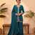 Teal vichitra silk embroidered kurta palazzo set with dupatta for women