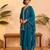 Teal vichitra silk embroidered kurta palazzo set with dupatta for women