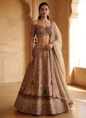 Brown Thread Lehenga Choli With Dupatta 6