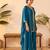 Teal vichitra silk embroidered kurta palazzo set with dupatta for women