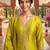 Yellow vichitra silk embroidered kurta palazzo set with dupatta for women