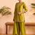 Yellow vichitra silk embroidered kurta palazzo set with dupatta for women