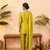 Yellow vichitra silk embroidered kurta palazzo set with dupatta for women