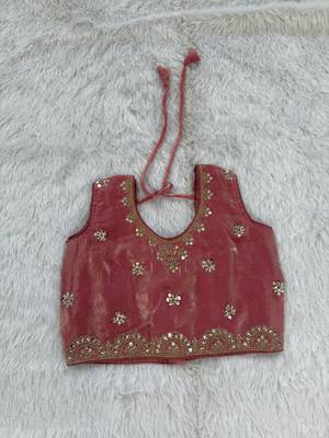 Dusty rose embroidered girls lehenga choli set in fandy silk with khatli beads work for wedding 4