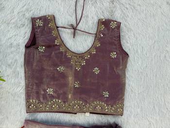 Mauve purple embroidered girls lehenga choli set in fandy silk with khatli beads work for wedding 4