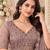 Light Brown Color Crystal Beads,Multi Thread,Dori And Sequins Work Silk_Blend Lehnega Choli