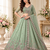 Light Green Color Crystal Beads,Multi Thread,Dori And Sequins Work Silk_Blend Lehnega Choli