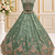 Light Green Color Crystal Beads,Multi Thread,Dori And Sequins Work Silk_Blend Lehnega Choli
