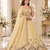 Light Yellow Color Crystal Beads,Multi Thread,Dori And Sequins Work Silk_Blend Lehnega Choli
