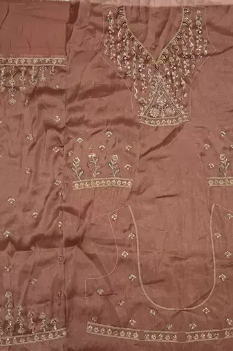 Mauve Color Crystal Beads,Multi Thread,Dori And Sequins Work Silk_Blend Lehnega Choli