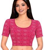 Rani cotton spandex bandhani printed stretchable readymade saree blouse