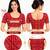 Red cotton spandex bandhani printed stretchable readymade saree blouse