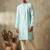 Sky blue silk embroidered kurta with cream pajama     elegant party wear look