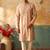 Peach silk embroidery and sequin work kurta with cream pajama     elegant party wear look