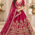 Rani Pink Color Crystal Beads,Multi Thread,Dori And Sequins Work Silk_Blend Lehnega Choli