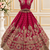 Rani Pink Color Crystal Beads,Multi Thread,Dori And Sequins Work Silk_Blend Lehnega Choli
