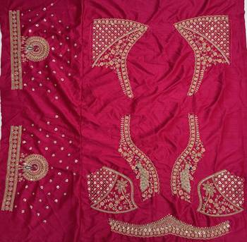 Rani Pink Color Crystal Beads,Multi Thread,Dori And Sequins Work Silk_Blend Lehnega Choli 5
