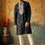Black roman silk embroidered kurta with cream pajama     elegant party wear look
