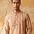 Peach silk embroidery and sequin work kurta with cream pajama     elegant party wear look