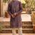 Royal purple roman silk embroidered kurta with cream pajama     elegant party wear look