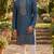 Rama blue roman silk embroidered kurta with cream pajama     elegant party wear look