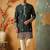 Green colour silk kurta with cream cotton pajama