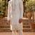 White cotton embroidered kurta with cream pajama     elegant party wear look